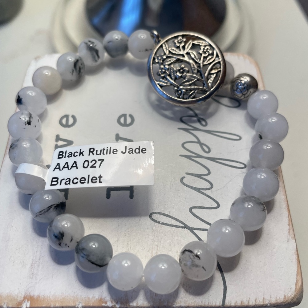 Natural Imported Genuine Black Rutile Jade Bracelet
